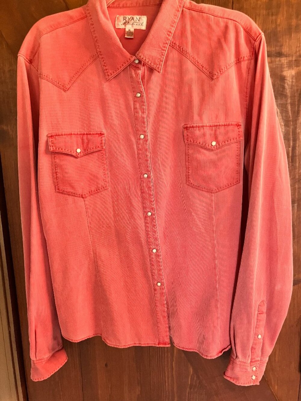 Ryan Michael Silk Blend Coral Western Shirt XL